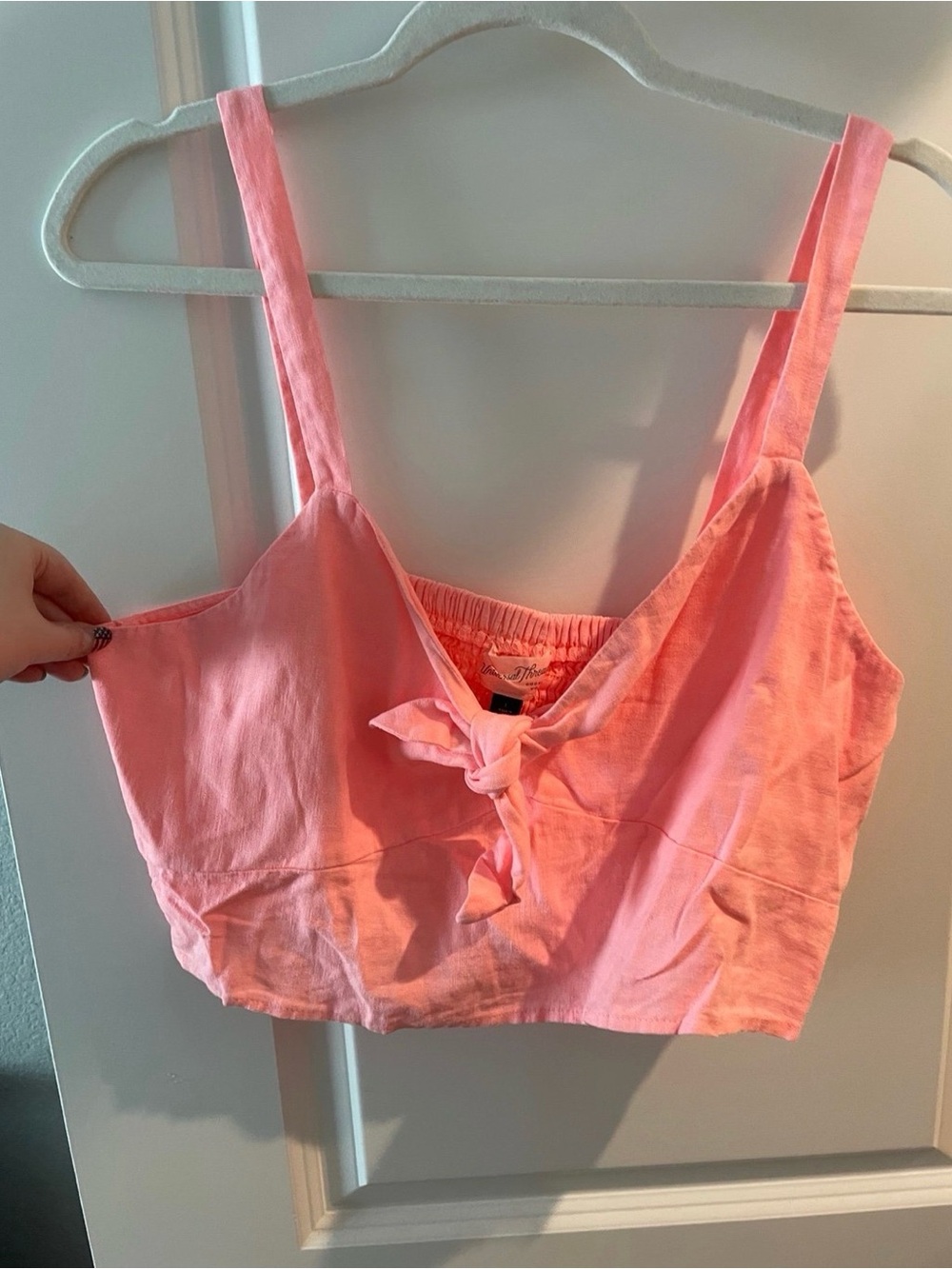 Pink Tie Front Crop Top